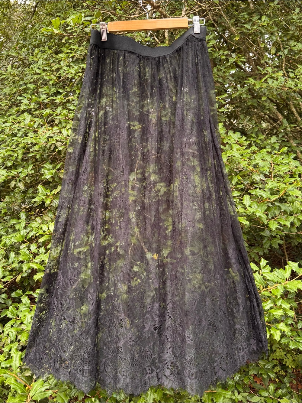 Sheer Black Lace Maxi Skirt